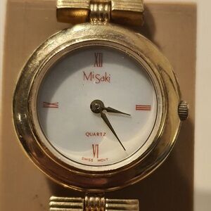 Vtg MiSaki Goldtone/MOP Faux Pearl Women's Watch